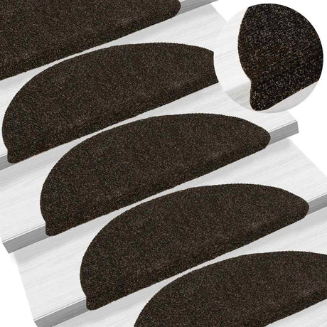 Vidaxl Stair Mats auto-adhésif 5 pièces 56x17x3 cm Hémisphère brun foncé