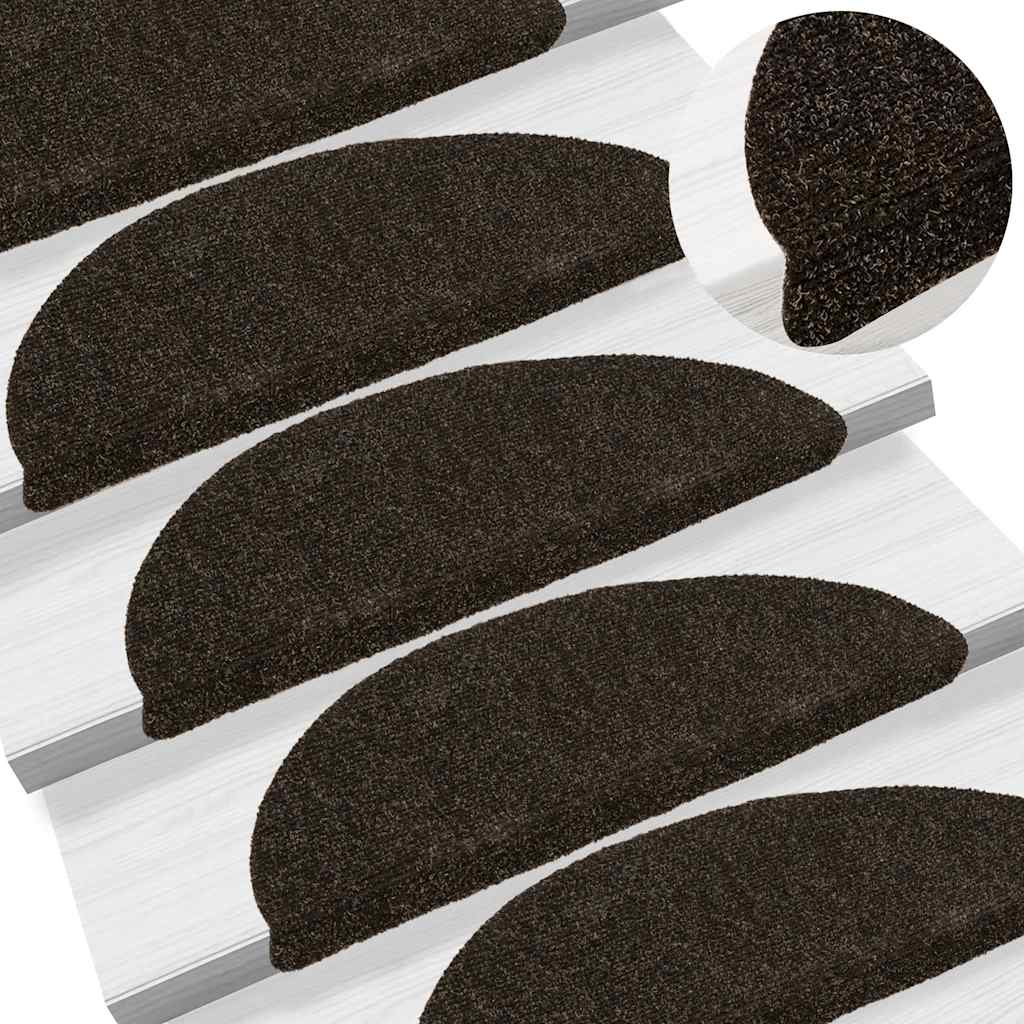 Vidaxl Stair Mats auto-adhésif 10 ST 56X17X3 cm Hémisphère brun foncé