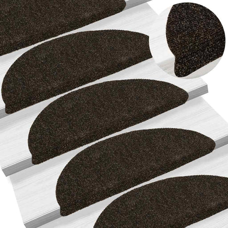 Vidaxl Stair Mats auto-adhésif 10 ST 56X17X3 cm Hémisphère brun foncé
