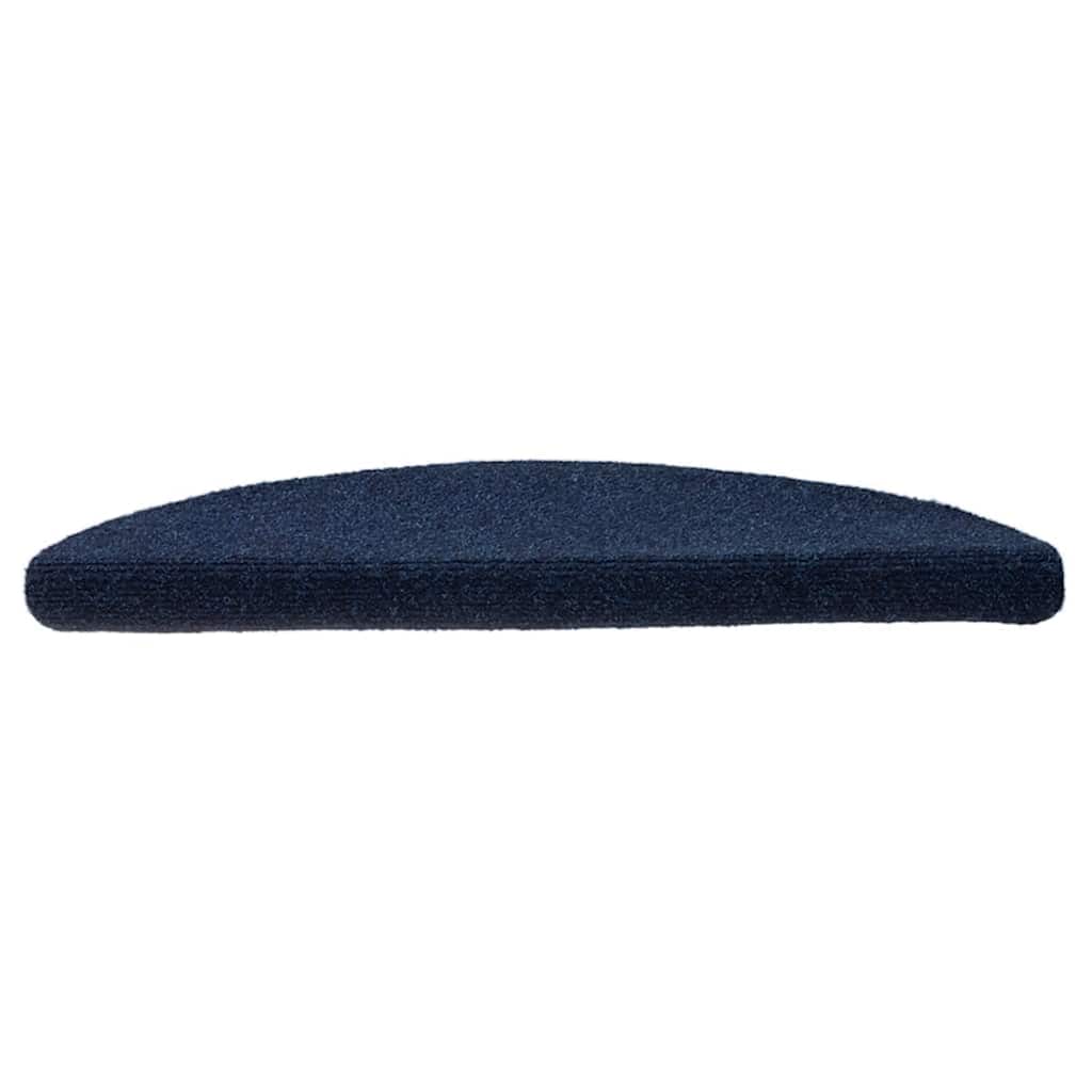 VidaXL tapis d'escalier auto-adhésifs 10 pièces 56x17x3 cm bleu marine semi-circulaire