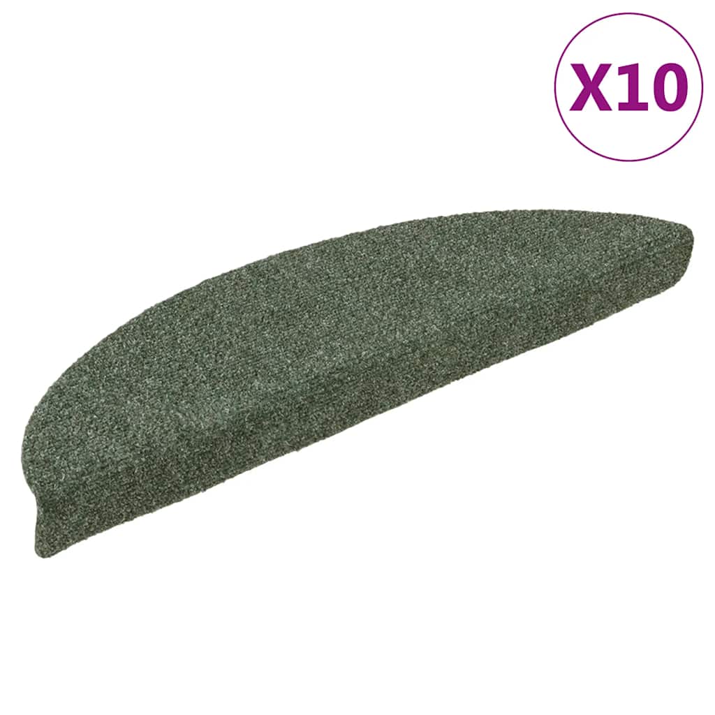 VidaXL tapis d'escalier auto-adhésifs 10 pcs 56x17x3 cm vert semi-circulaire