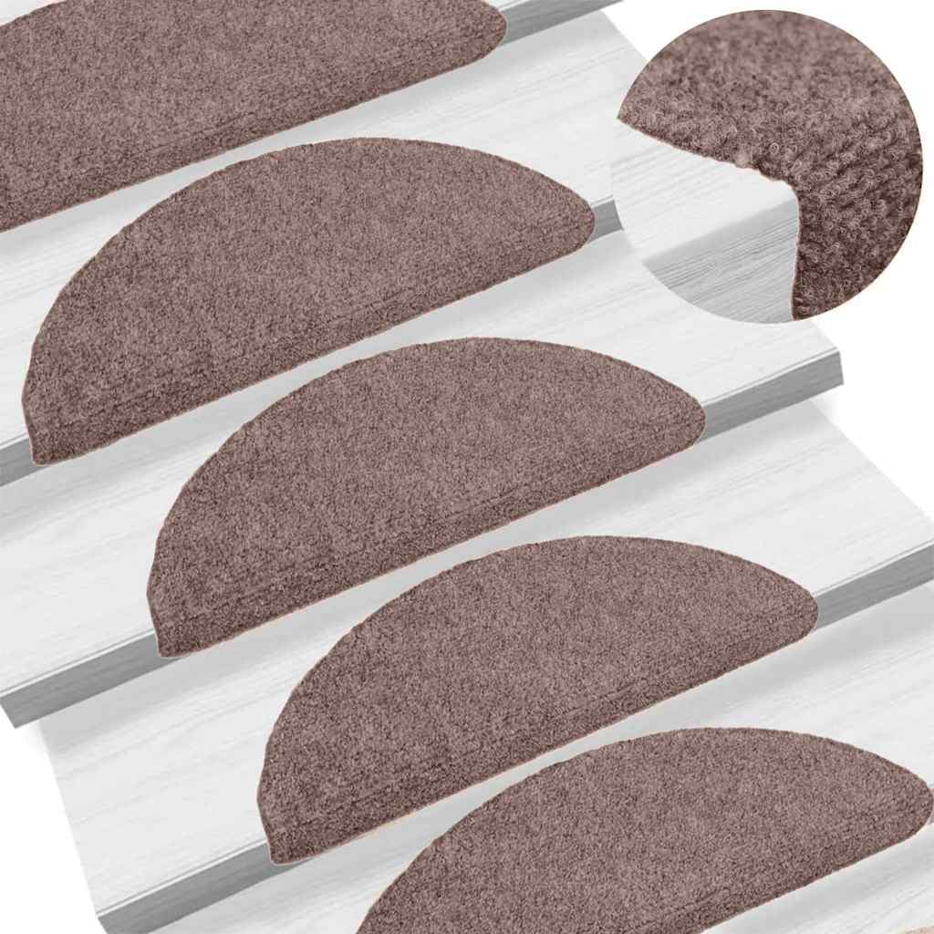 Vidaxx tapis d'escalier auto-adhésifs 10 pièces 65x21x4 cm marron clair semi-circulaire grand