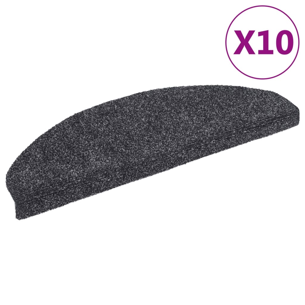 Esteras de escalera de Vidaxl autoadhesivo 10 pcs 65x21x4 cm aguja fieltro gris oscuro