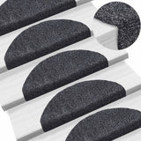 Mattes d'escalier vidaxl auto-adhésifs 10 st 65x21x4 cm Hémisphère gris foncé grand