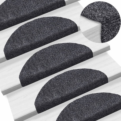 Mattes d'escalier vidaxl auto-adhésifs 10 st 65x21x4 cm Hémisphère gris foncé grand