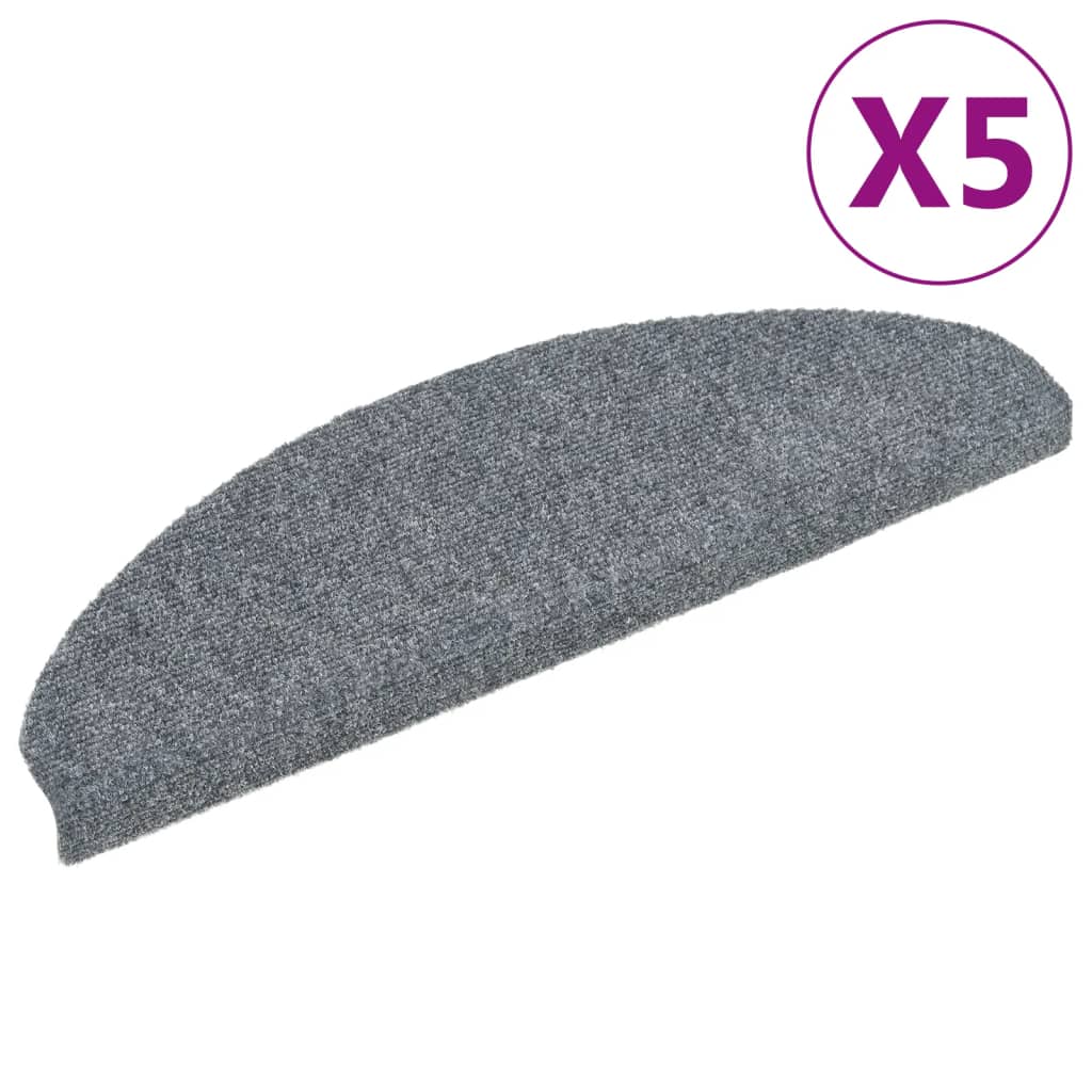 Mattes d'escalier vidaxl auto-adhésifs 5 pièces 65x21x4 cm Hémisphère gris clair grand