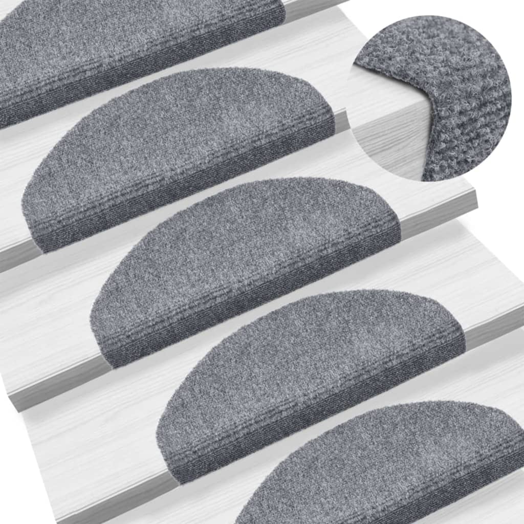 Vidaxl stair mats self -adhesive 5 pcs 65x21x4 cm needle felt light gray