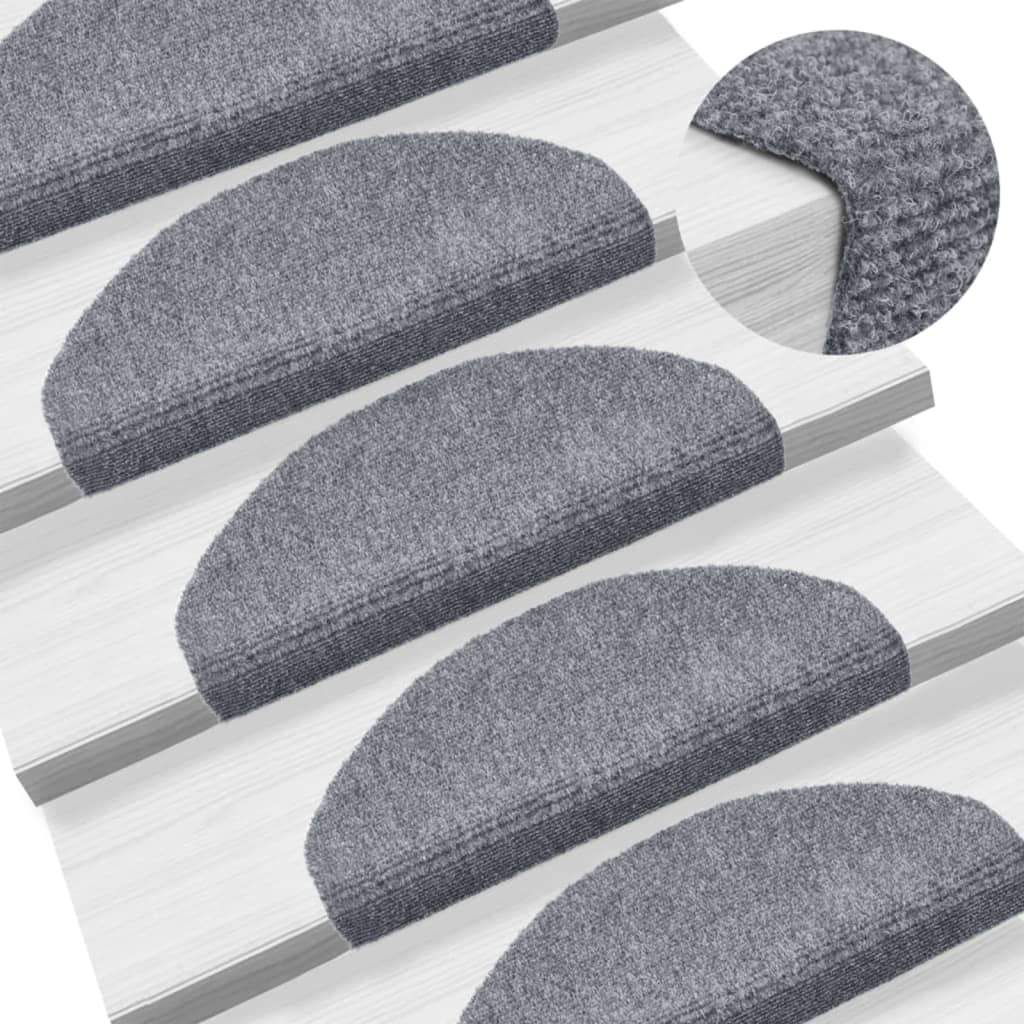 Mattes d'escalier vidaxl auto-adhésifs 5 pièces 65x21x4 cm Hémisphère gris clair grand