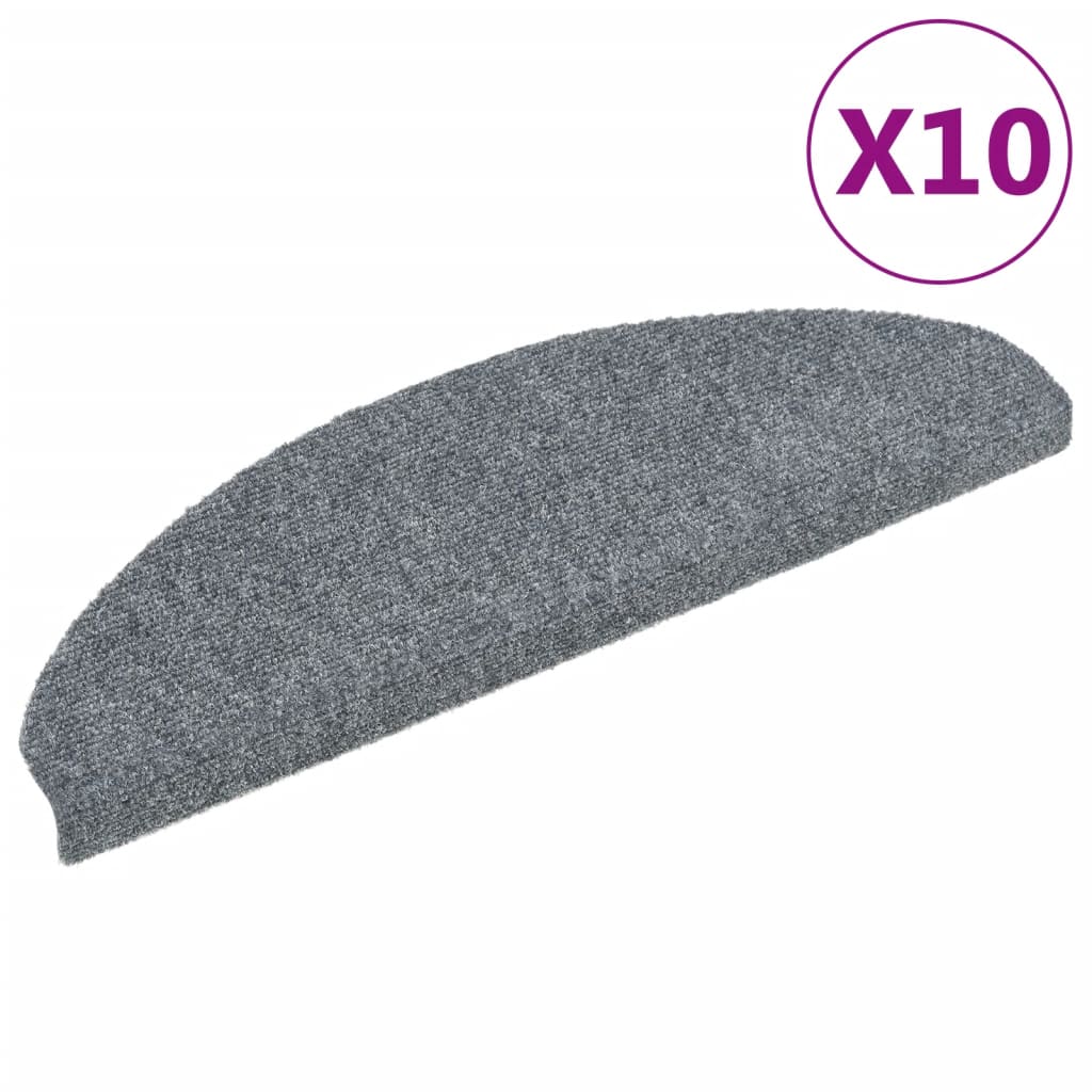 Vidaxl stair mats self -adhesive 10 pcs 65x21x4 cm needle felt light gray