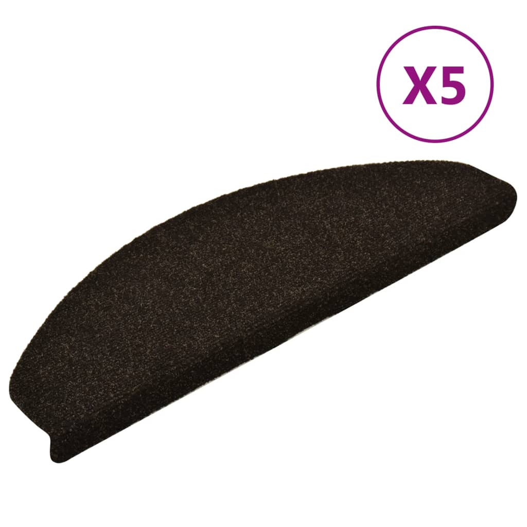 Vidaxx tapis d'escalier auto-adhésifs 5 pièces 65x21x4 cm marron foncé semi-circulaire grand