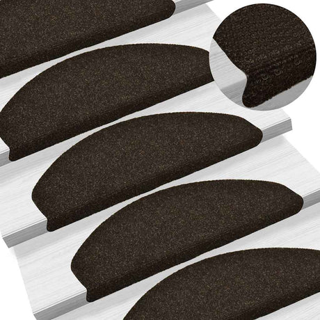 Vidaxl Mats d'escalier auto-adhésifs 10 pcs 65x21x4 cm semi-corses en brun foncé