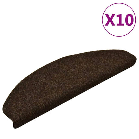 Vidaxl Mat à escalier auto-adhésif 10 pièces 65x21x4 cm brun semi -ounds grandes