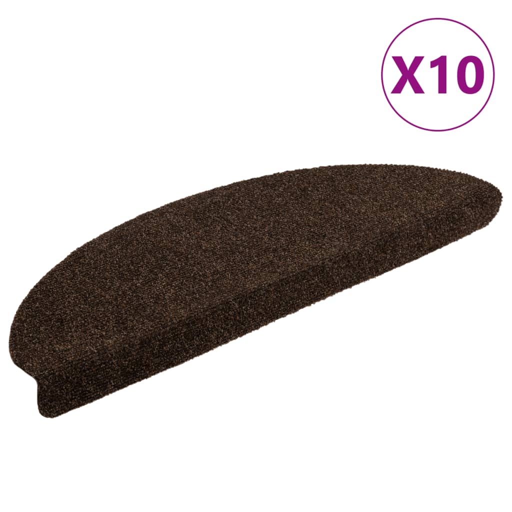 Esteras de escalera de Vidaxl autoadhesivo 10 pcs 65x21x4 cm aguja de parto marrón