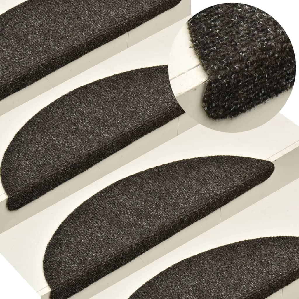 Vidaxl stair mats self -adhesive 5 pcs 65x21x4 cm needle felt anthracite color