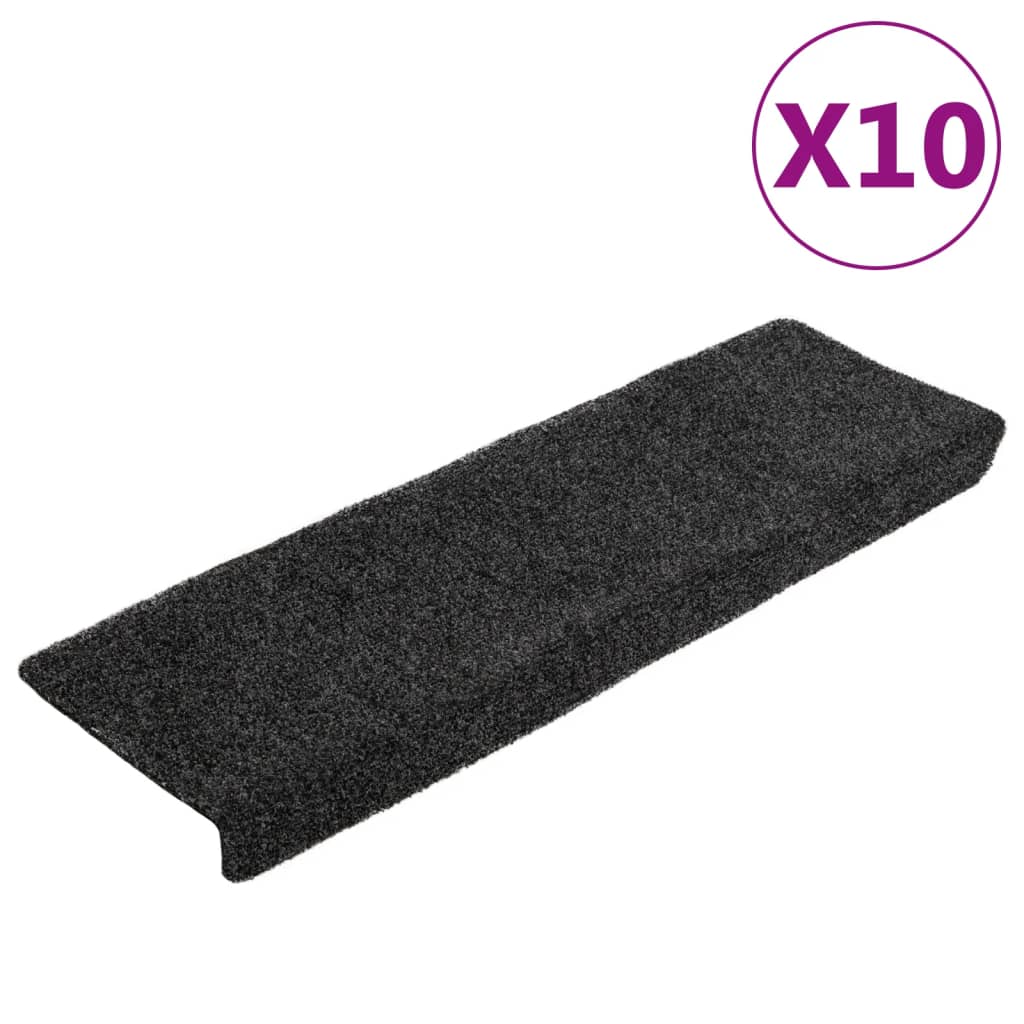 Vidaxl Mat à escalier auto-adhésif 10 pièces 65x21x4 cm Edge rectangulaire gris