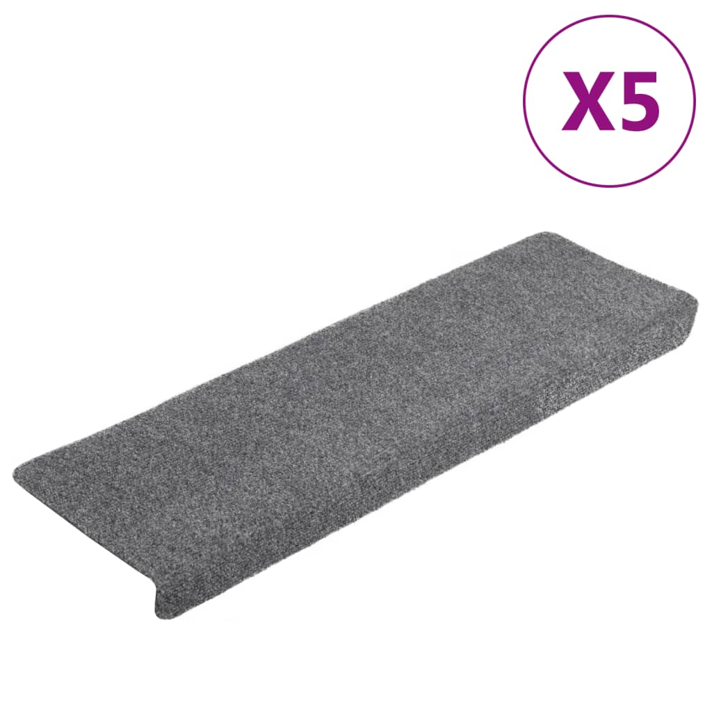 Vidaxl tappetini per scale 5 ST 65x21x4 cm in feltro grigio chiaro