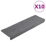 Esteras de escalera de Vidaxl 10 pcs 65x21x4 cm aguja fieltro gris claro