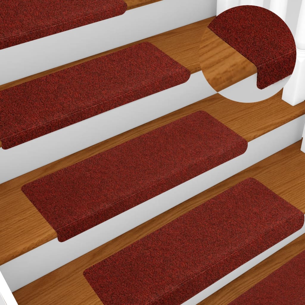 Esteras de escalera de Vidaxl 5 ST 65X21X4 CM Aguja fieltro Burdeos rojo