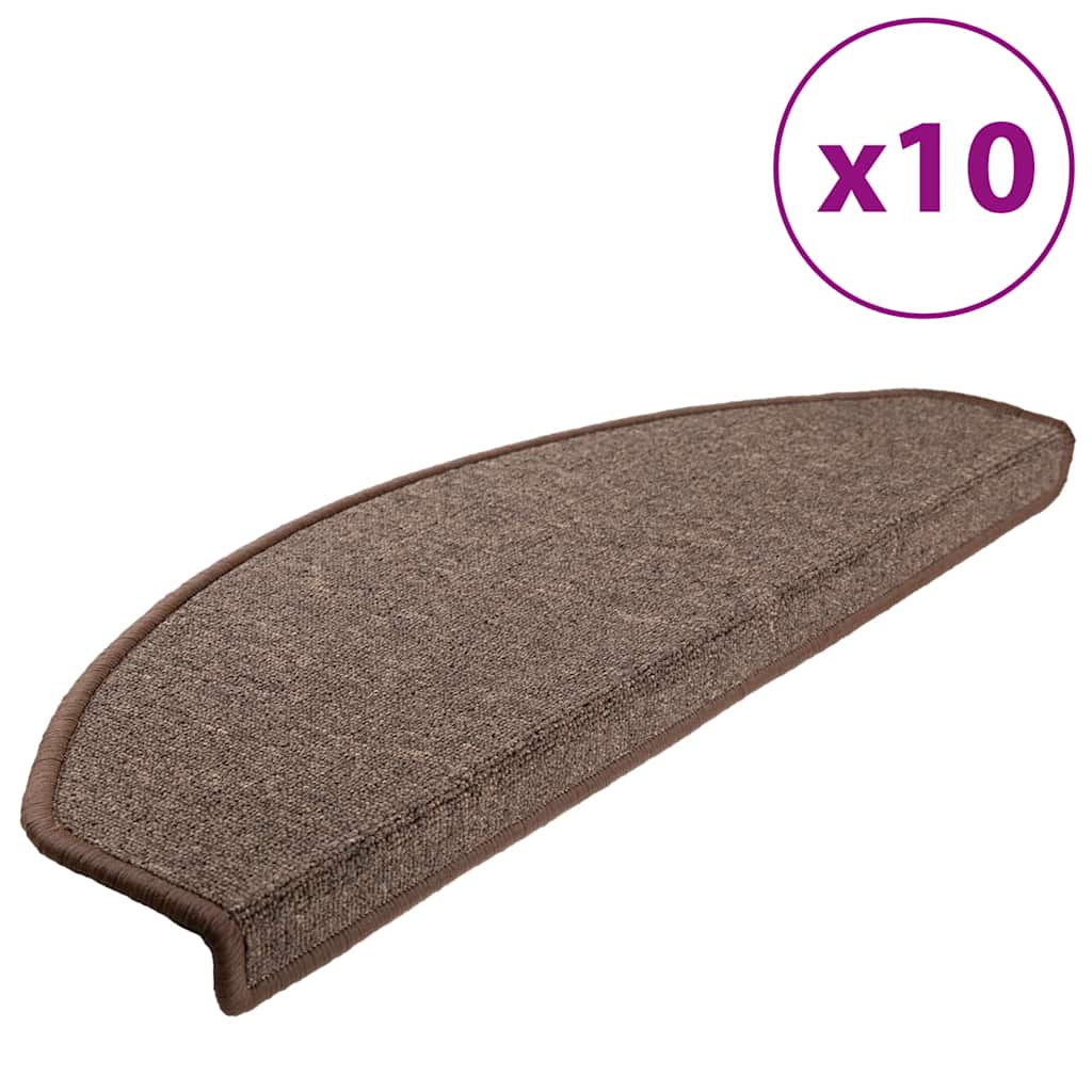 Tapis d'escalier vidaxl 10 pcs 65x24x4 cm café brun semi -ounds grandes