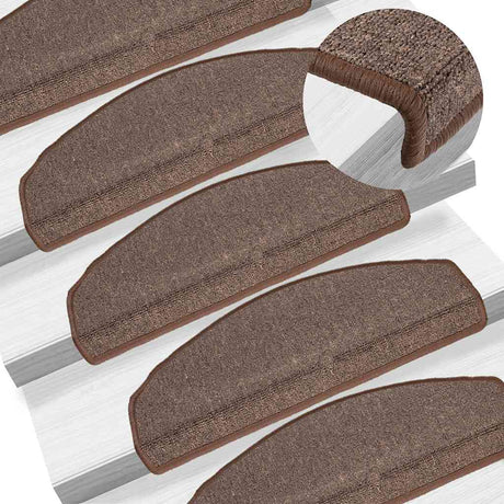 Tapis d'escalier vidaxl 10 pcs 65x24x4 cm café brun semi -ounds grandes