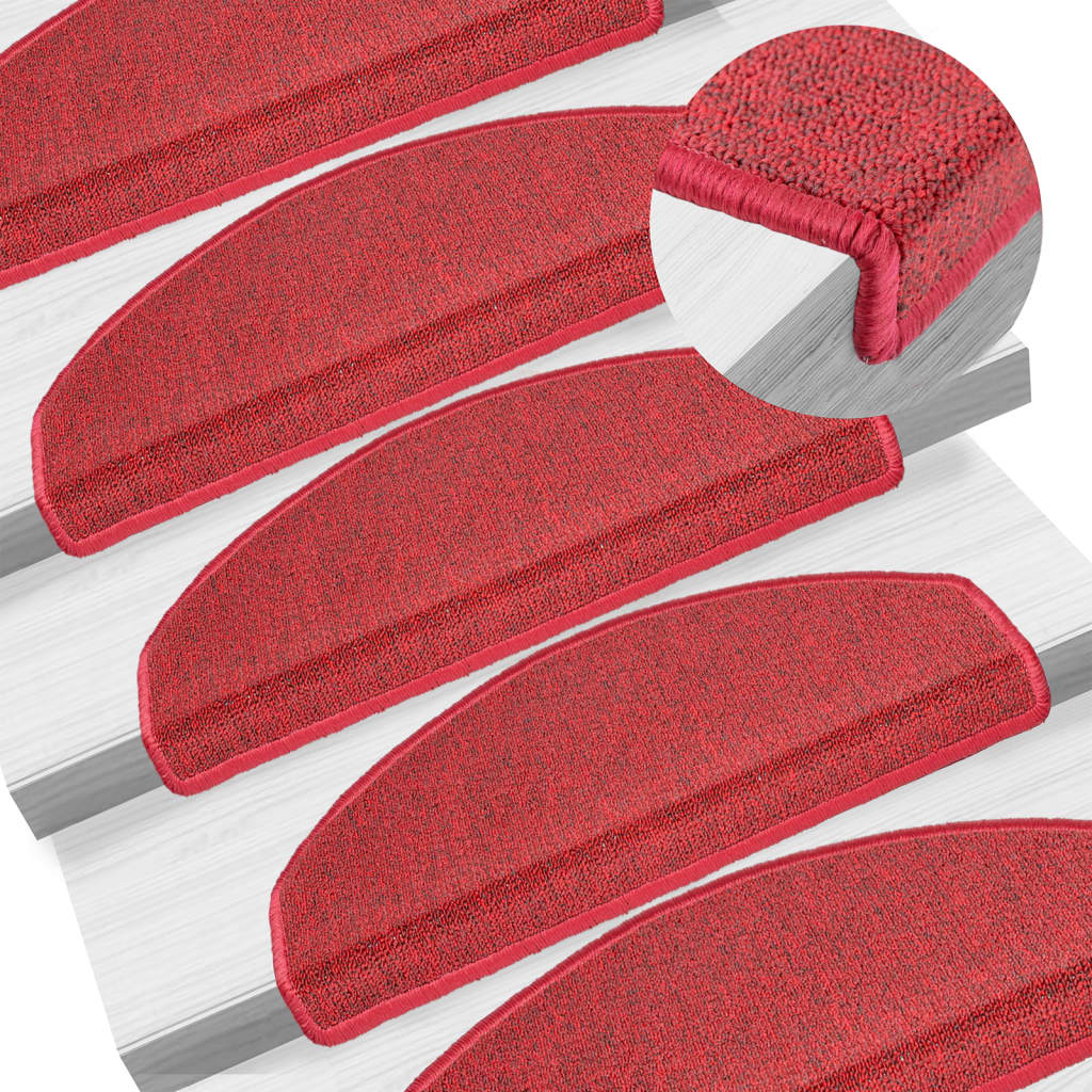 Vidaxx tapis d'escalier 10 pcs 65x24x4 cm rouge semi-circulaire grand