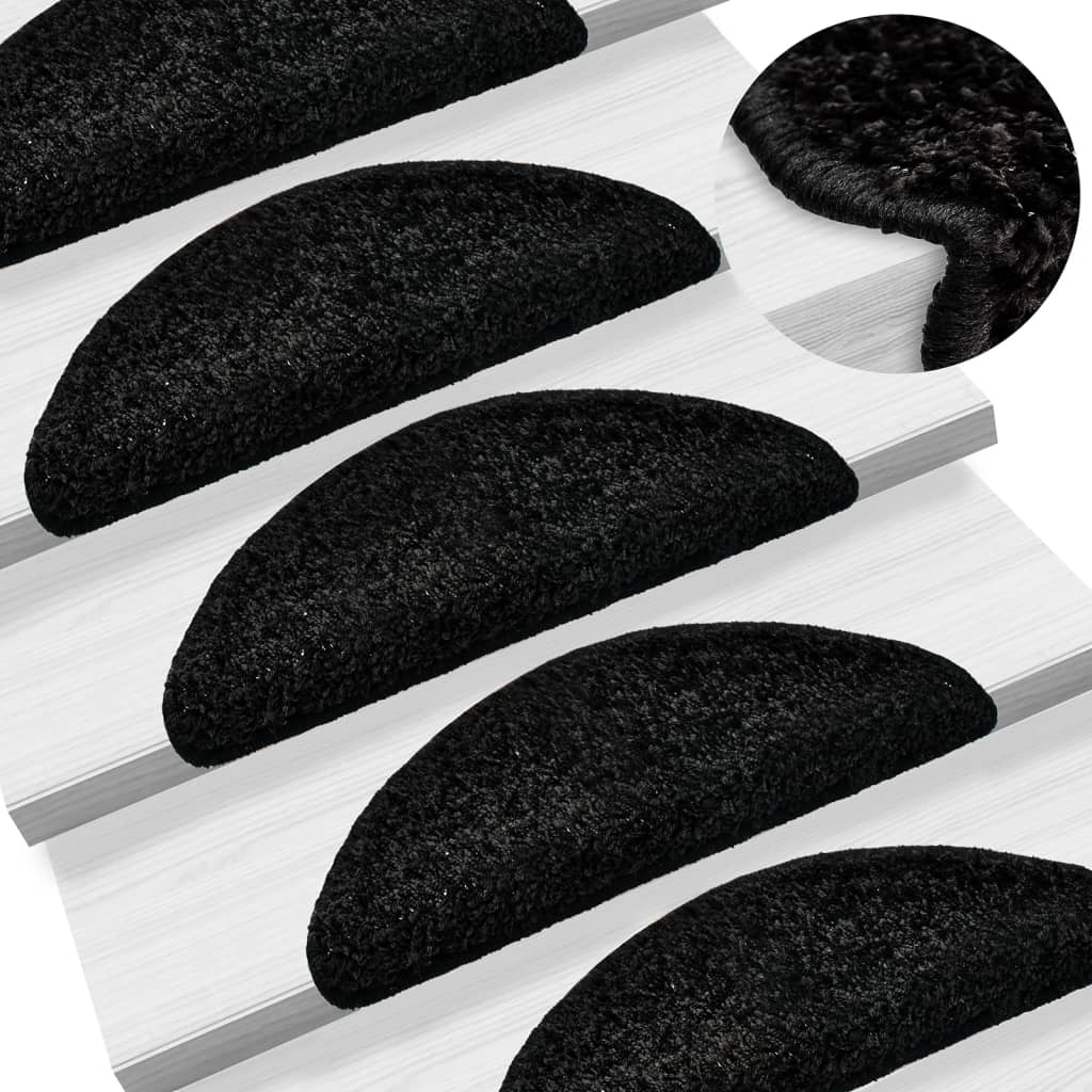 Vidaxx tapis d'escalier 10 pcs 56x17x3 cm noir semi-circulaire