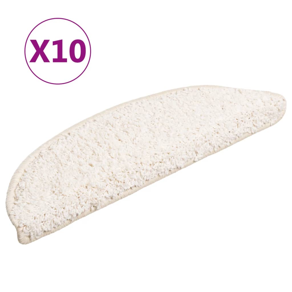 Vidaxx tapis d'escalier 10 pcs 56x17x3 cm blanc semi-circulaire