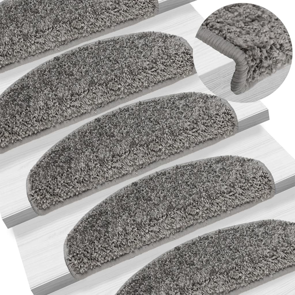 Tapis d'escalier vidaxl 10 st 65x21x4 cm gris semi-rounds