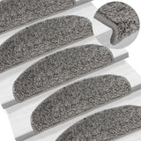 Tapis d'escalier vidaxl 10 st 65x21x4 cm gris semi-rounds