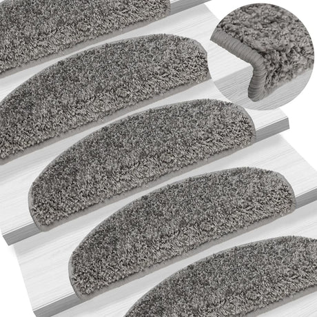 Tapis d'escalier vidaxl 10 st 65x21x4 cm gris semi-rounds