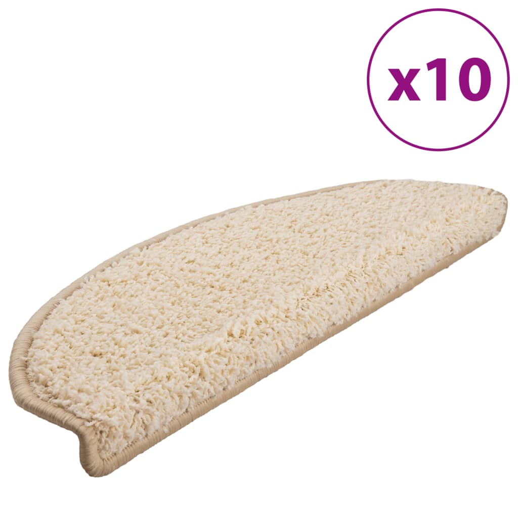 Vidaxl Stair Mats 10 PCS 65x21x4 cm creme -farvet