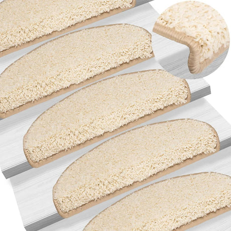 Tapis d'escalier vidaxl 10 st 65x21x4 cm crème à moitié large grand