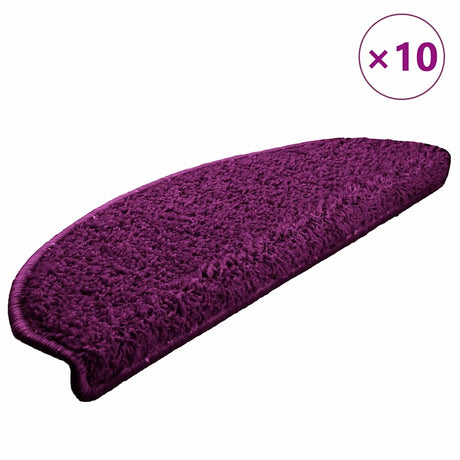 VidaXL tapis d'escalier 10 pcs 65x21x4 cm violet semi-circulaire grand