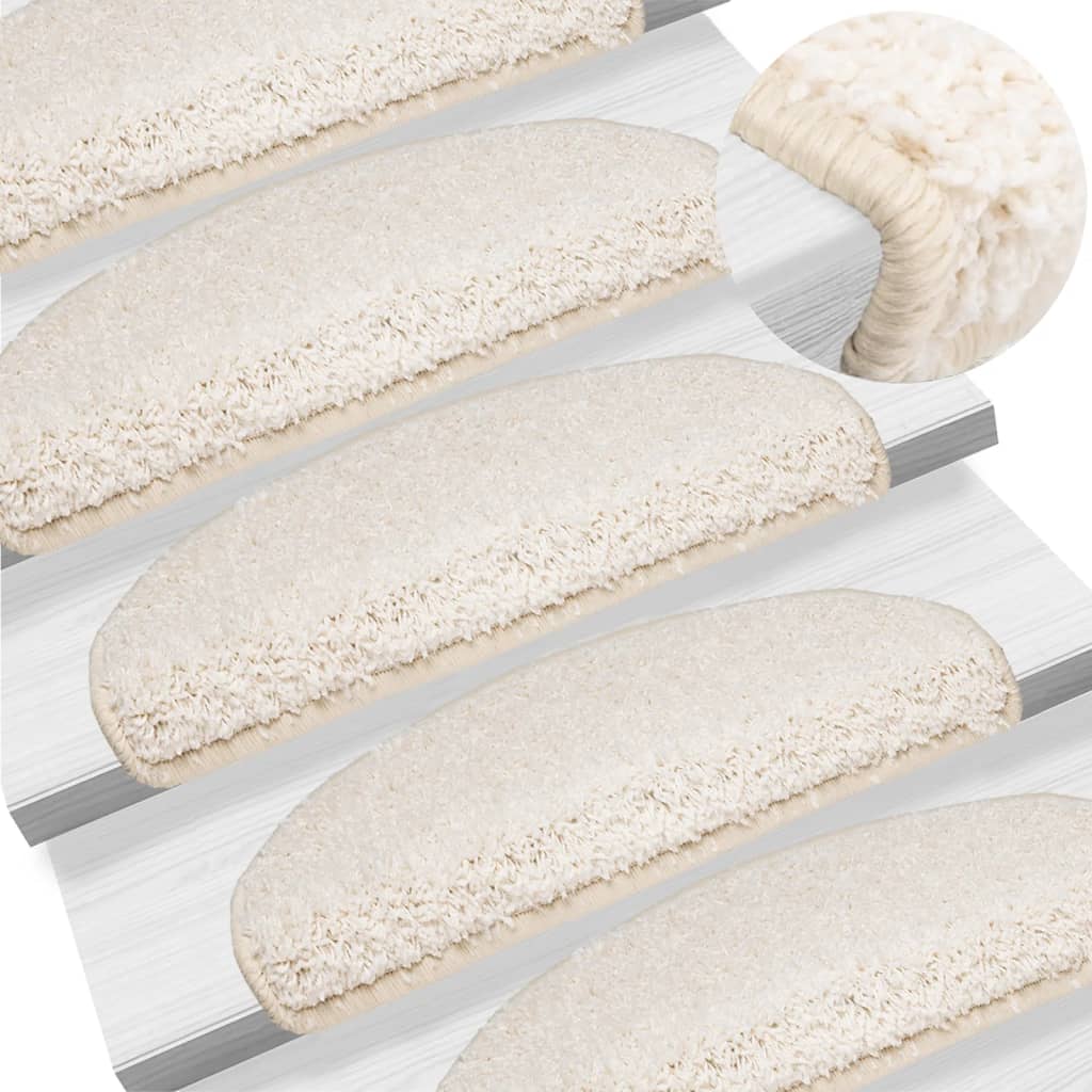VidaXL tapis d'escalier 10 pcs 65x21x4 cm blanc semi-circulaire grand