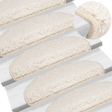 VidaXL tapis d'escalier 10 pcs 65x21x4 cm blanc semi-circulaire grand