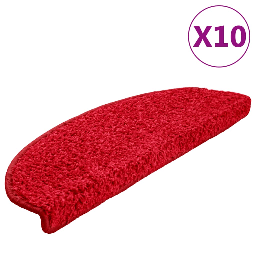 VidaXL tapis d'escalier 10 pcs 65x21x4 cm rouge semi-circulaire grand