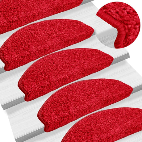 VidaXL tapis d'escalier 10 pcs 65x21x4 cm rouge semi-circulaire grand