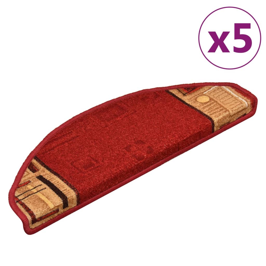 Vidaxl trapmatten zelfklevend 5 st 65x21x4 cm rood