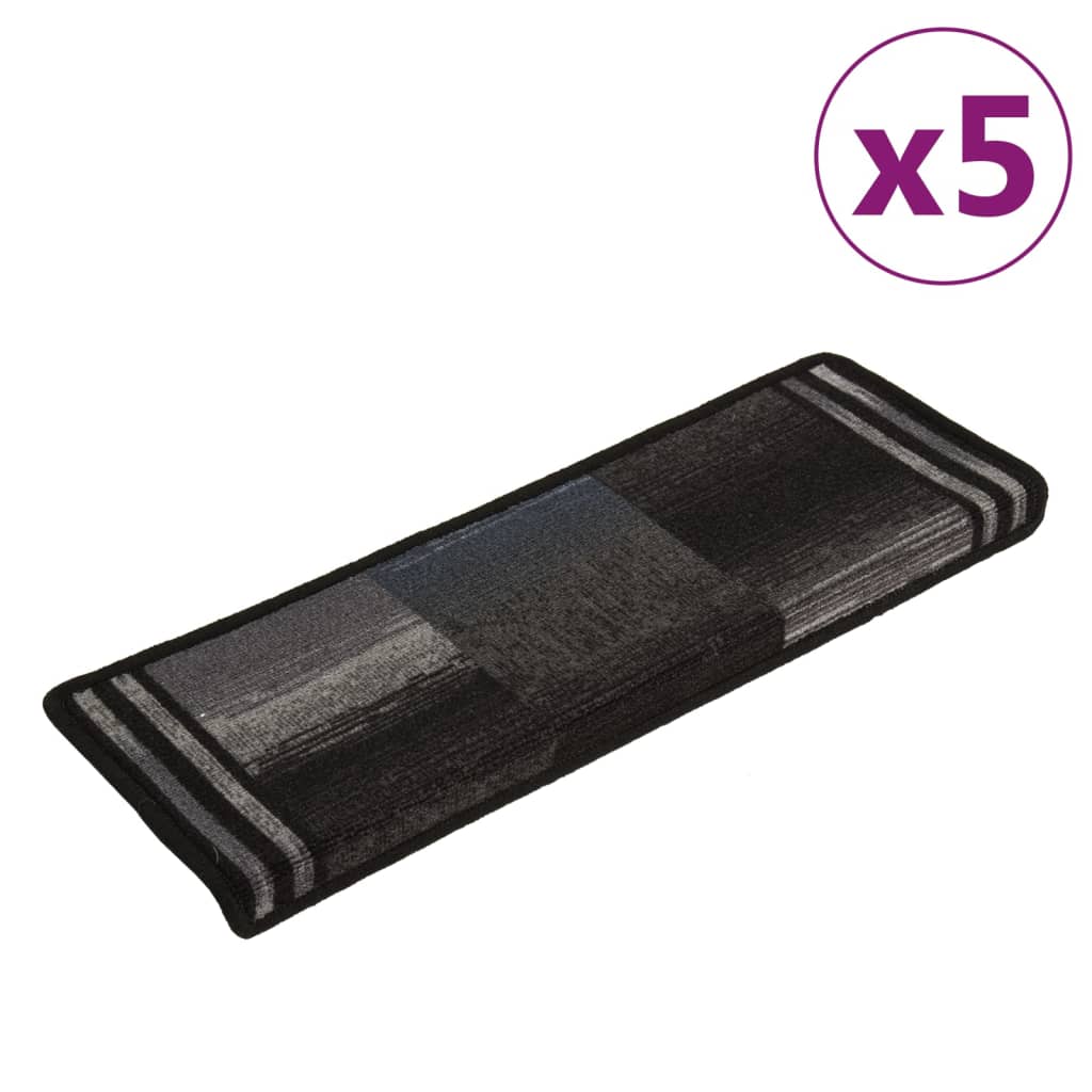 Vidaxl trapmatten zelfklevend 5 st 65x21x4 cm zwart en grijs