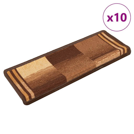 VidaXL tapis d'escalier auto-adhésifs 10 pcs 65x21x4 cm marron