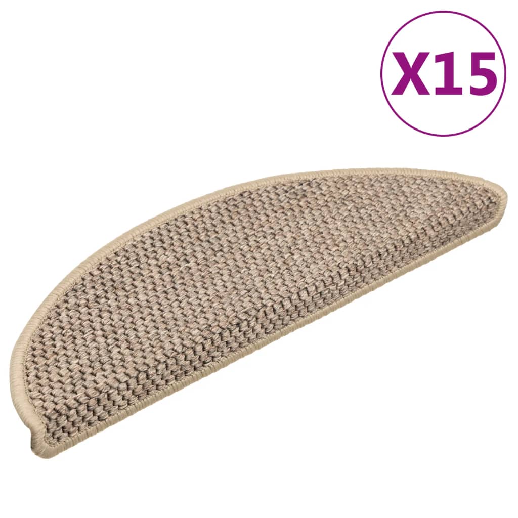 Vidaxl Stair Mats Selflesive 15 St Sisal Look 56x17x3 cm temno bež