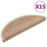 Vidaxl Stair Mats Samolepilni 15 St Sisal Look 56x17x3 cm peščeno obarvano