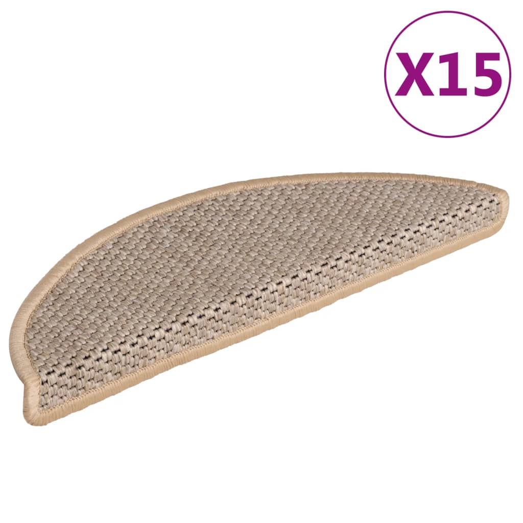 Vidaxl Stair Mats Selflezivni 15 St Sisal Look 56x17x3 cm svetloba bež