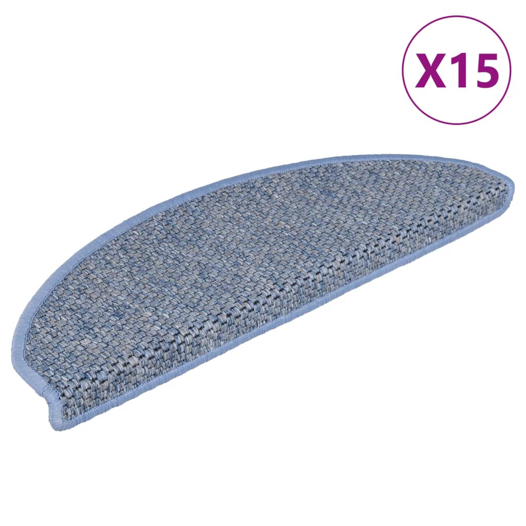 Vidaxl Stair Mats samodhezyjne 15 St Sisal Look 65x21x4 cm niebieski