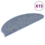 Vidaxl Stair Mats samodhezyjne 15 St Sisal Look 65x21x4 cm niebieski