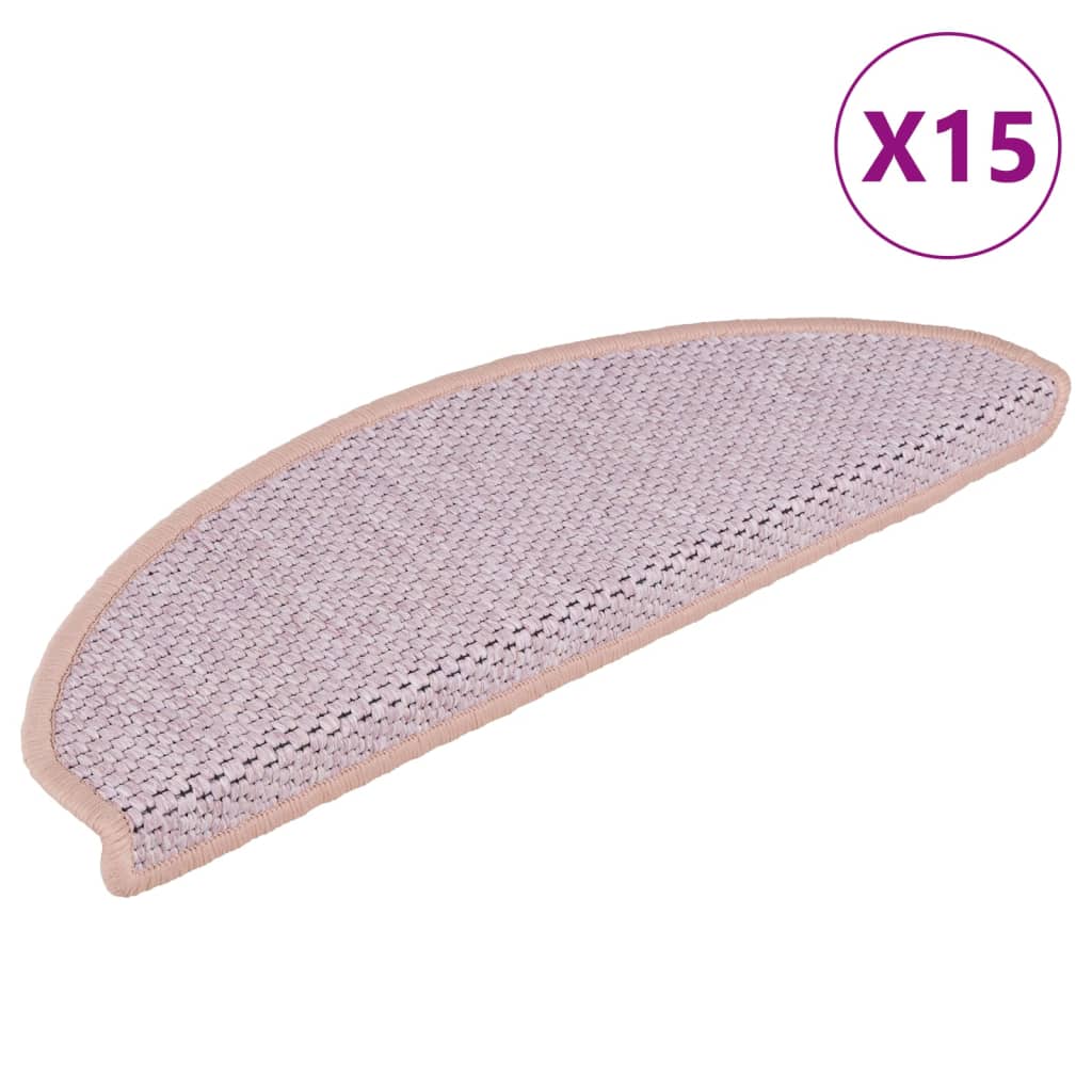 Vidaxl Stair Maty samoprzylepne 15 St Sisal Look 65x21x4 cm Róż