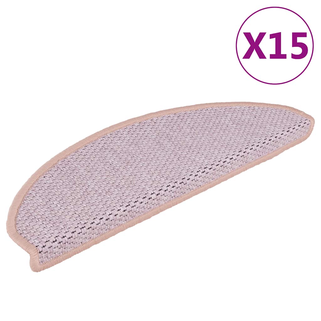 Vidaxl Stair Mats auto-adhésif 15 st sisal look 65x21x4 cm rose