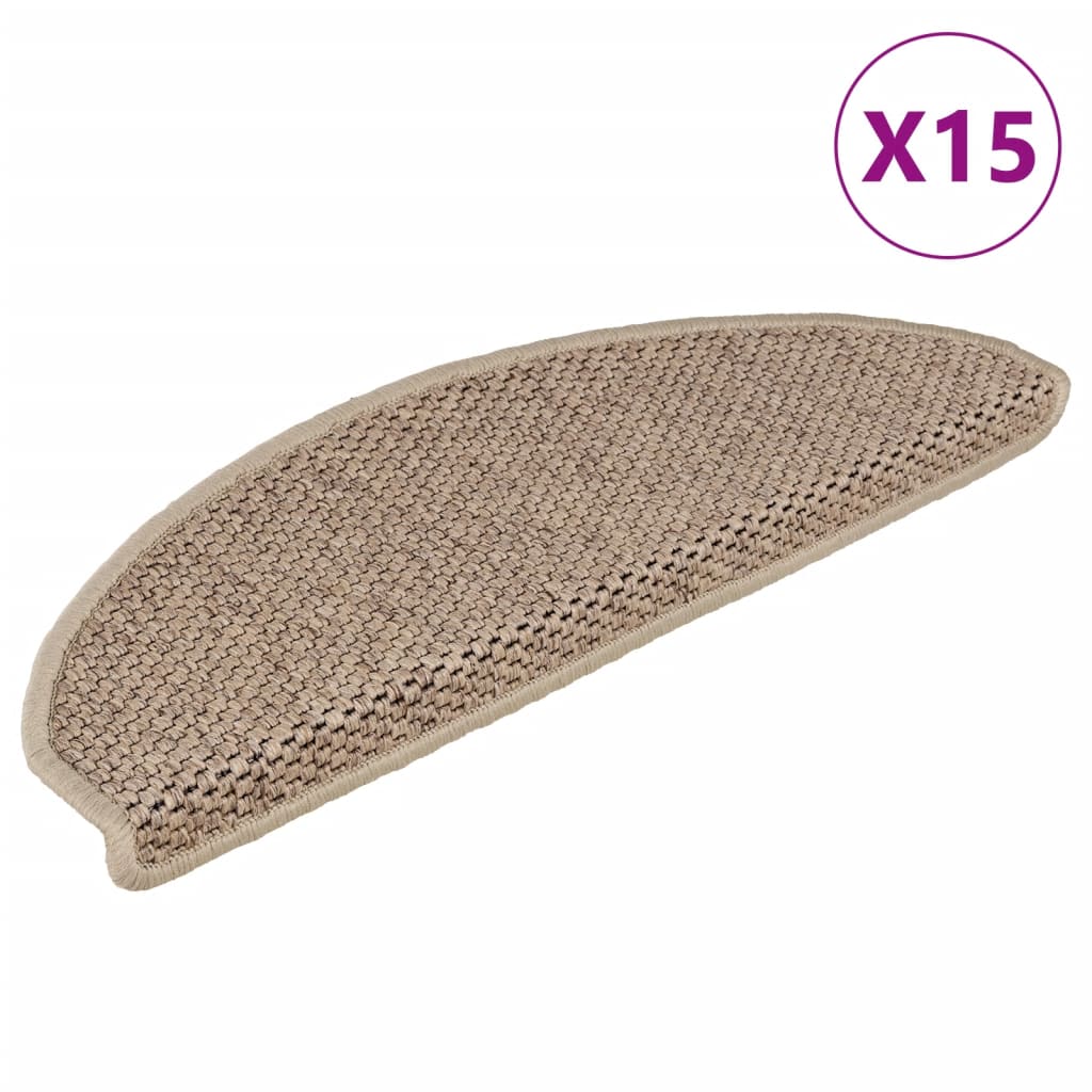 Vidaxl Stair Maty samoprzylepne 15 St Sisal Look 65x21x4 cm w kolorze piaskowym