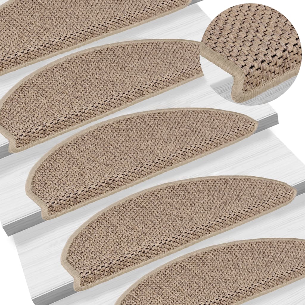 Vidaxl Stair Maty samoprzylepne 15 St Sisal Look 65x21x4 cm w kolorze piaskowym