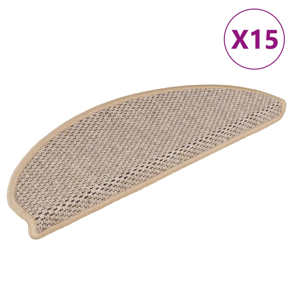 Vidaxl Stair Maty samoprzylepne 15 St Sisal Look 65x21x4 cm lekki beż